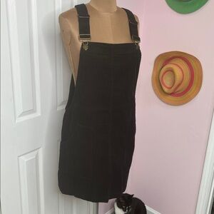 Black Corduroy Overall Dress Copper Key Size Medium